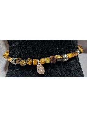 Boho Leo Tiger Eye Gemstone Zodiac Charm Stretch Bracelet Earthy Astrology Jewel